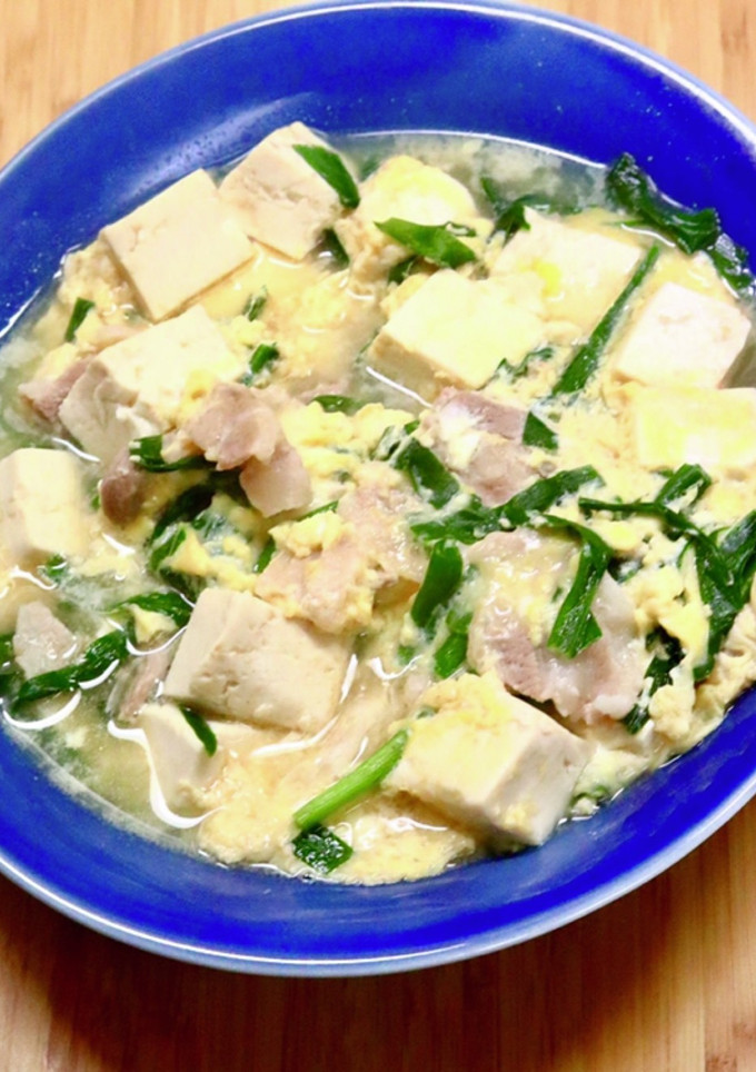 ニラと豚ばら肉と豆腐の卵とじ-レシピのメイン写真
