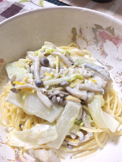 柚子香る白菜クリームパスタ♪鱈を添えて-レシピのメイン写真