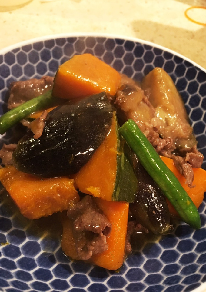 ナス かぼちゃ 牛肉のあんかけ煮 簡単-レシピのメイン写真