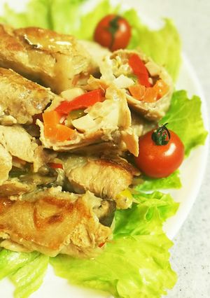 豚肉の野菜チーズ巻き~めんつゆバター味~-レシピのメイン写真