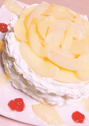 ケーキ 桃 スポンジケーキ 簡単 誕生日-レシピのメイン写真