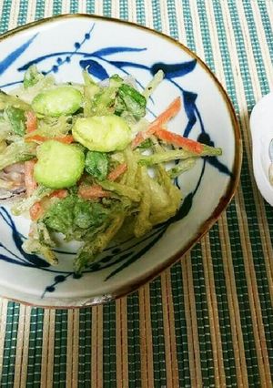 そらまめ豆苗とそら豆のかき揚げ-レシピのメイン写真