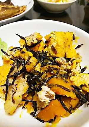 かぼちゃ豚こま厚揚げひじきの煮物-レシピのメイン写真