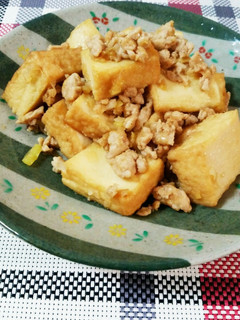 焼肉のタレで簡単！厚揚げと鶏そぼろ炒め☆-レシピのメイン写真