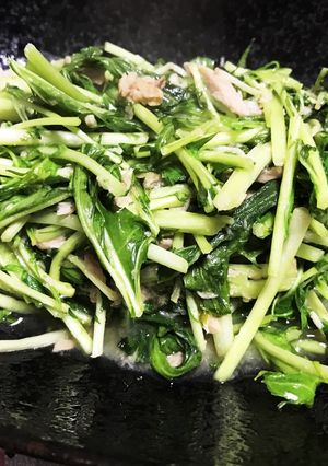 材料3つ！水菜とツナの味噌炒め-レシピのメイン写真