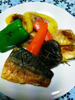 ゴロゴロ野菜と鯖のカレー風味焼き-レシピのメイン写真