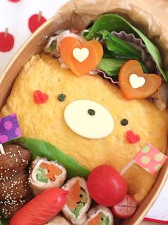 バレンタイン♡簡単♩オムライス☆キャラ弁-レシピのメイン写真