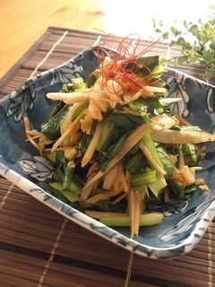 簡単副菜!ごぼうと小松菜のキムチ炒め-レシピのメイン写真