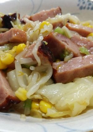 焼豚＆白菜コーンもやし☆ねぎ塩麹煮-レシピのメイン写真