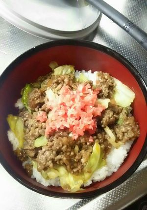 ひき肉とキャベツの味噌丼-レシピのメイン写真