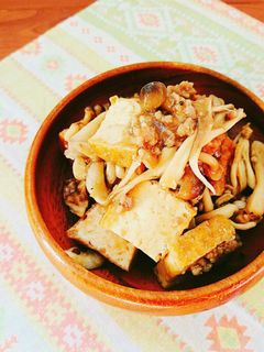 レンジで簡単☆厚揚げときのこのそぼろ煮。-レシピのメイン写真