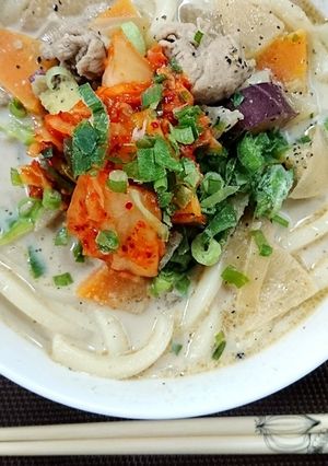 残り味噌汁でランチ！ミルク味噌うどん-レシピのメイン写真
