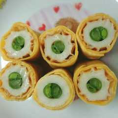 รูปของ ちくわいんげんのたまご巻き❁