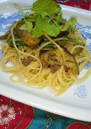 あたただしでセリと粗挽き肉の簡単パスタ-レシピのメイン写真
