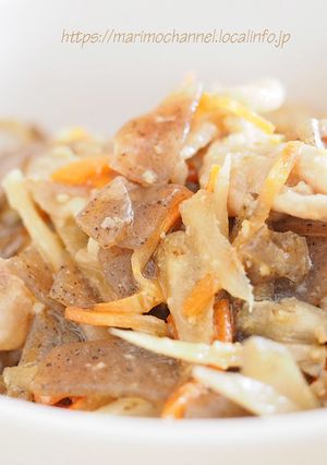 ゴボウ・豚肉・蒟蒻の味噌炒り煮-レシピのメイン写真