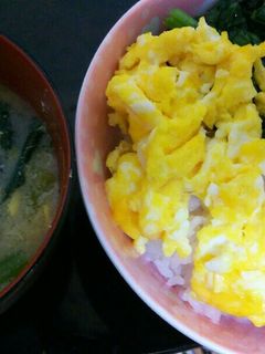 三色丼とホウレン草のお味噌汁。-レシピのメイン写真