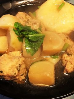 カブと鶏肉団子と卵巾着の煮物-レシピのメイン写真