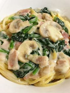 法蓮草とベーコンの柚子胡椒クリームパスタ-レシピのメイン写真