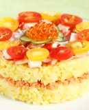 パーティー☆かにといくらのケーキ寿司