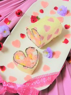 バレンタイン♡ハートの巻き寿司ケーキ-レシピのメイン写真