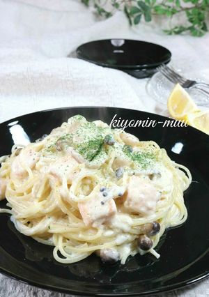 サーモンのクリームパスタ・レモン風味。-レシピのメイン写真
