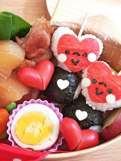 バレンタイン弁当♡簡単おにぎり♩キャラ弁-レシピのメイン写真