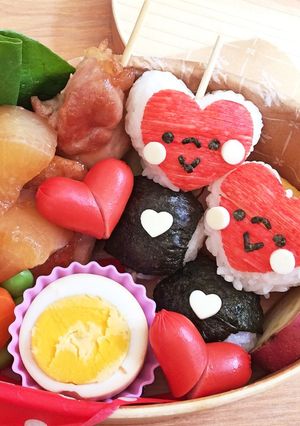 バレンタイン弁当♡簡単おにぎり♩キャラ弁-レシピのメイン写真