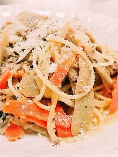 さば味噌とごぼうのクリームパスタ-レシピのメイン写真
