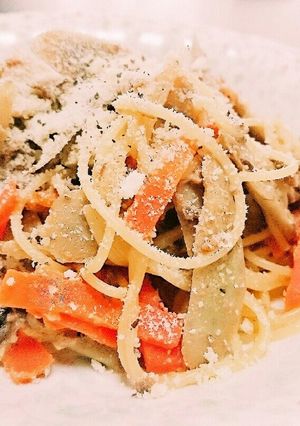 さば味噌とごぼうのクリームパスタ-レシピのメイン写真