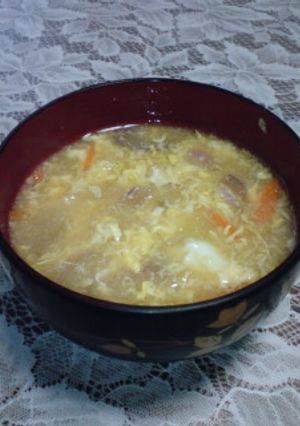 じゃが芋、人参、玉ねぎのかき玉味噌汁-レシピのメイン写真