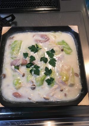 鶏ミンチのロールキャベツ クリーム煮-レシピのメイン写真