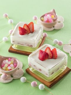 ひしもちカラーのフルーチェムースデザート-レシピのメイン写真