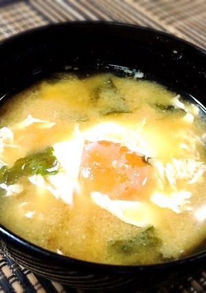 簡単♡ ポーチドエッグお味噌汁-レシピのメイン写真