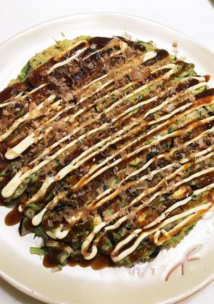 簡単☆ふんわり納豆と野菜の薄焼お好み焼き-レシピのメイン写真