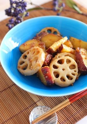 蓮根とさつま芋のハニーマスタード-レシピのメイン写真