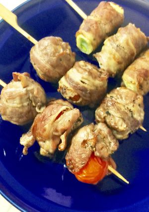 グリルでネギとミニトマトの肉巻き焼き-レシピのメイン写真