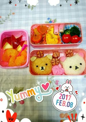 キャラ弁☆バレンタイン♥リラックマペア-レシピのメイン写真