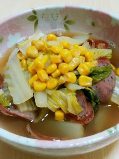 フライパンで簡単白菜とウインナーたいたん-レシピのメイン写真