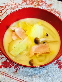 温まる♬みそ風味の白菜と豆乳のスープ-レシピのメイン写真