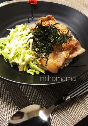男子大好き☆生姜焼き用肉でニンニク醤油丼-レシピのメイン写真
