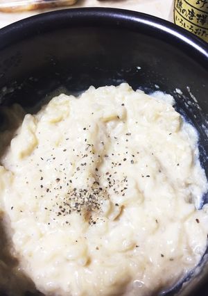 レンジで簡単！気分はカルボナーラリゾット-レシピのメイン写真