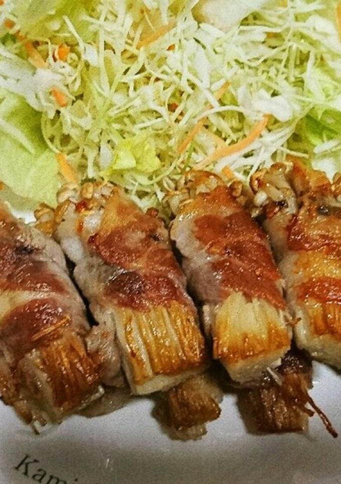 巻いて焼くだけ♪豚バラのえのき巻き♪-レシピのメイン写真