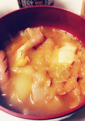 昨晩の残り!飲み干せる赤から鍋のスープ-レシピのメイン写真