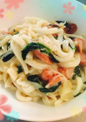 うどんのクリームパスタ-レシピのメイン写真