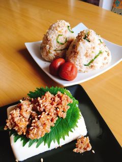 大葉入りねぎ味噌そぼろのおにぎり♡お豆腐-レシピのメイン写真