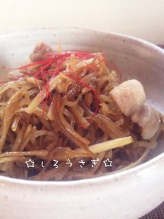 ガーリック風味♪豚肉とごぼう白滝の甘辛煮-レシピのメイン写真