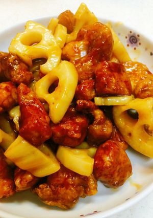 豚ロースと蓮根の黒酢あんかけ♡-レシピのメイン写真