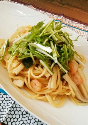 大葉香る！海老ときのこの和風パスタ♪-レシピのメイン写真