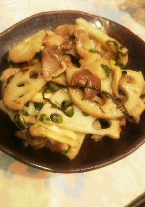 塩昆布で決まる豚こまれんこんの炒めもの-レシピのメイン写真