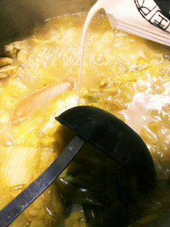 仕上げに豆乳投入*カレー豚骨ラーメン鍋-レシピのメイン写真